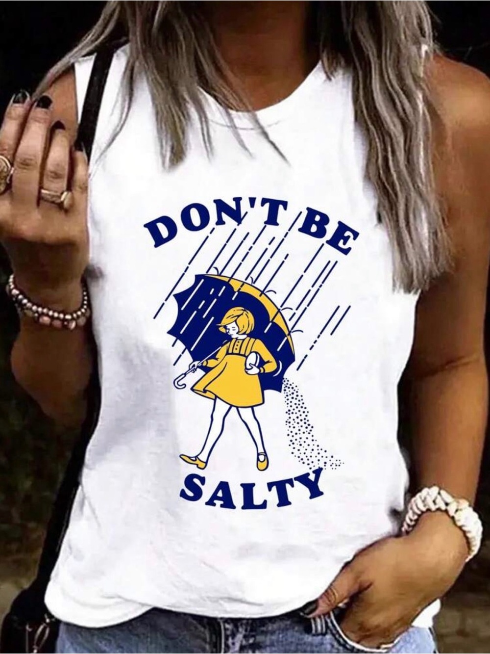 Don't Be Salty White Graphic Tank